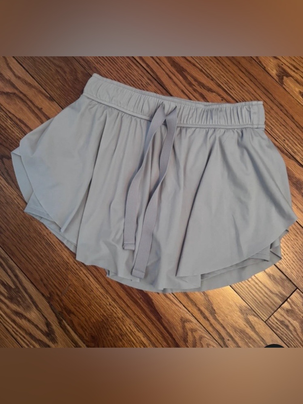Zenana Outfitters Light Gray Flow Skort with Drawstring